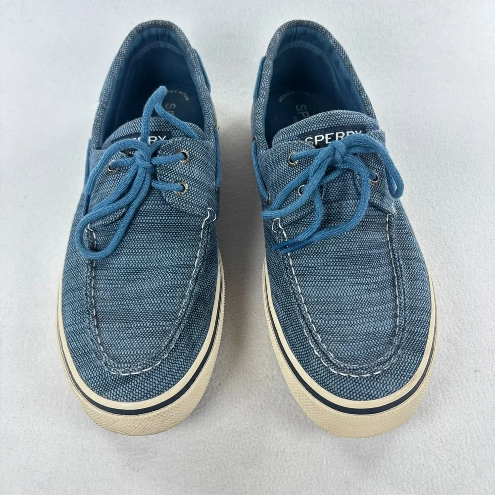 Sperry Top-Sider‎ Boat Shoes SZ 12 Coastal Nautical Canvas Baja Blue Preppy HTF